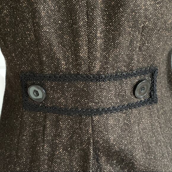 Semantiks Blazer Brown Tan Wool Blend Tweed Button Front Pockets Fitted Size 0 - Picture 11 of 13